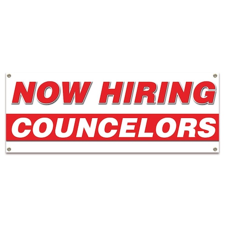 Signmission Now Hiring Counselors Banner Apply Inside Accepting Application Single Sided B-30223
